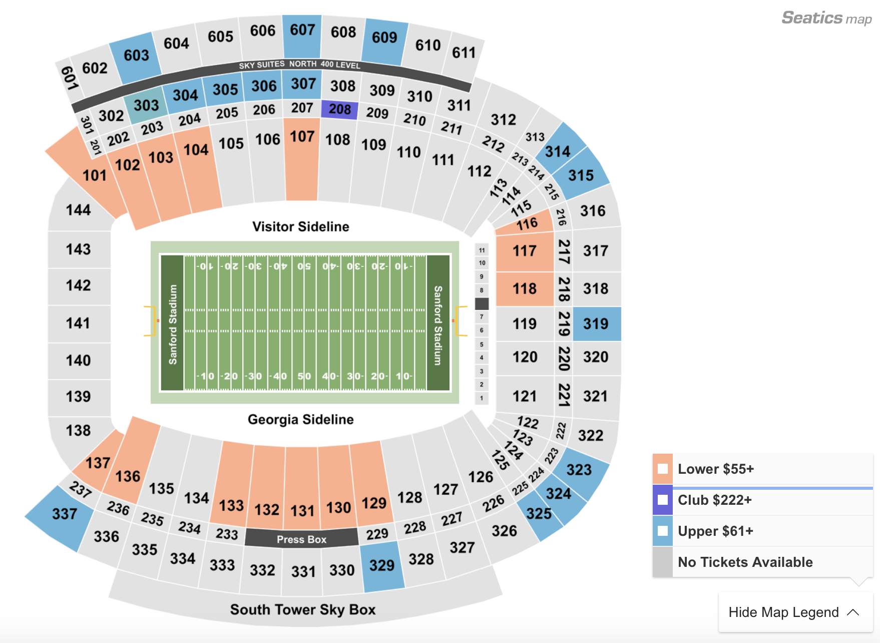 Sanford Stadium Seating Chart Seat Numbers Two Birds Home